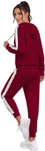 Ladies Maroon Hooded Tracksuit Set