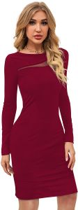 Ladies Maroon Mesh Bodycon Party Dress
