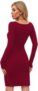 Ladies Maroon Mesh Bodycon Party Dress