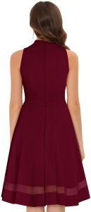 Ladies Maroon Sleeveless Fit Flare Dress