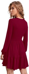 Ladies Maroon Tiered Casual Mini Dress