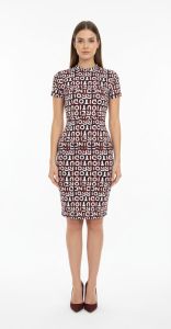 Ladies Maroon Typography Bodycon Casual Dress
