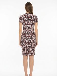 Ladies Maroon Typography Bodycon Casual Dress