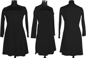 Ladies Midnight Mesh Yoke Flare Dress