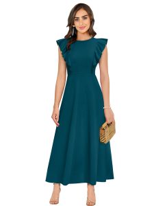 Ladies Morpich Ruffle Sleeve Maxi Dress