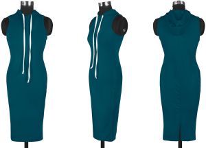 Ladies Morpich Sleeveless Hooded Bodycon Dress