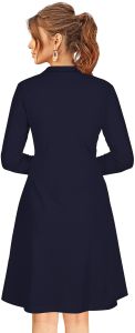 Ladies Navy Blue Full Sleeve Fit And Flare Dress