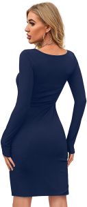 Ladies Navy Blue Mesh Bodycon Dress