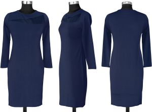 Ladies Navy Blue Mesh Bodycon Dress
