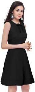 Ladies Noir Bow Neck Sleeveless Dress