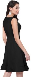 Ladies Noir Bow Neck Sleeveless Dress
