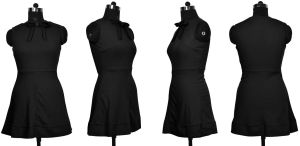 Ladies Noir Bow Neck Sleeveless Dress