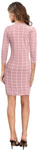 Ladies Peach Checked Bodycon Casual Dress