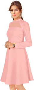Ladies Peach Full Sleeve Casual Western Dress