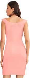 Ladies Peach Off Shoulder Party Dress