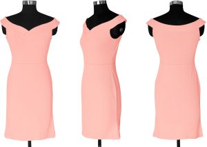 Ladies Peach Off Shoulder Party Dress