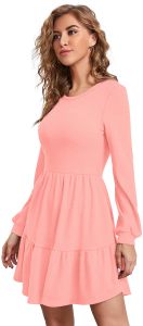 Ladies Peach Tiered Casual Mini Dress