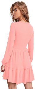 Ladies Peach Tiered Casual Mini Dress