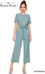 Ladies Pista Belted Wide Leg Jumpsuit