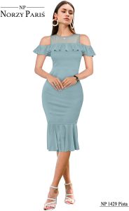 Ladies Pista Cold Shoulder Mermaid Dress