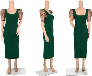 Ladies Pista Designer Puff Sleeve Dress