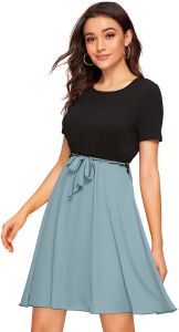 Ladies Pista Green Casual Fit And Flare Dress