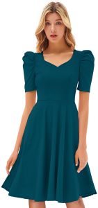 Ladies Pista Green Knitted Fit & Flare Knee Length Dress