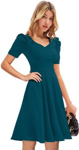 Ladies Pista Green Knitted Fit & Flare Knee Length Dress