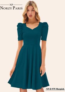 Ladies Pista Green Knitted Fit & Flare Knee Length Dress