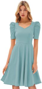 Ladies Pista Green Knitted Fit & Flare Midi Dress
