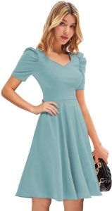 Ladies Pista Green Knitted Fit & Flare Midi Dress