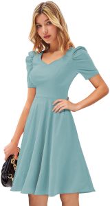 Ladies Pista Green Knitted Fit & Flare Midi Dress