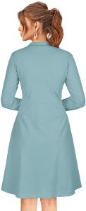 Ladies Pista Green Long Sleeve A-Line Dress