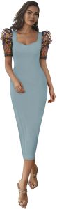 Ladies Pista Mesh Puff Sleeve Dress