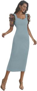 Ladies Pista Mesh Puff Sleeve Dress