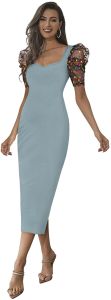Ladies Pista Mesh Puff Sleeve Dress