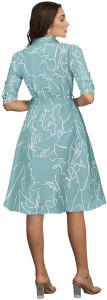 Ladies Pista Printed Shirt Collar Midi Dress