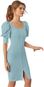 Ladies Pista Puff Sleeve Bodycon Dress
