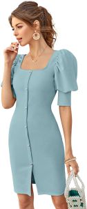 Ladies Pista Puff Sleeve Bodycon Dress