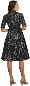 Ladies Printed Shirt Collar Midi Dress