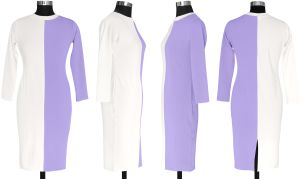 Ladies Purple Color Block Midi Dress