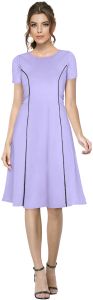 Ladies Purple Fit Flare Casual Dress