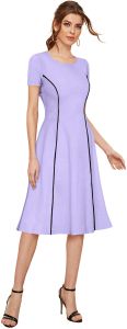 Ladies Purple Fit Flare Casual Dress