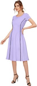 Ladies Purple Fit Flare Casual Dress