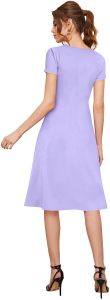 Ladies Purple Fit Flare Casual Dress