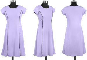 Ladies Purple Fit Flare Casual Dress
