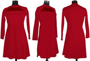 Ladies Red Full Sleeve Knee Length Western Dress