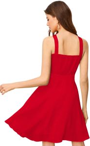 Ladies Red Halter Neck Skater Dress
