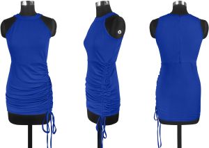 Ladies Royal Blue Ruched Bodycon Party Dress