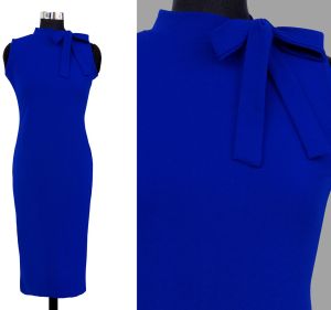 Ladies Royal Blue Sleeveless Bodycon Midi Dress